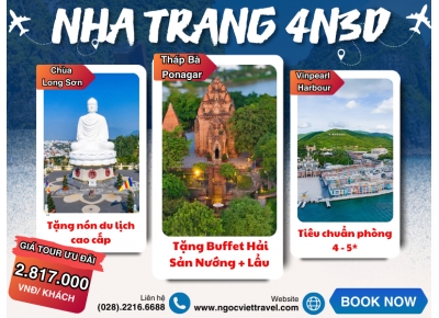 TOUR NHA TRANG 4 NGÀY  - KHÁCH SẠN 5 SAO - TẶNG BUFFET HẢI SẢN + UỐNG BEER KHÔNG GIỚI HẠN